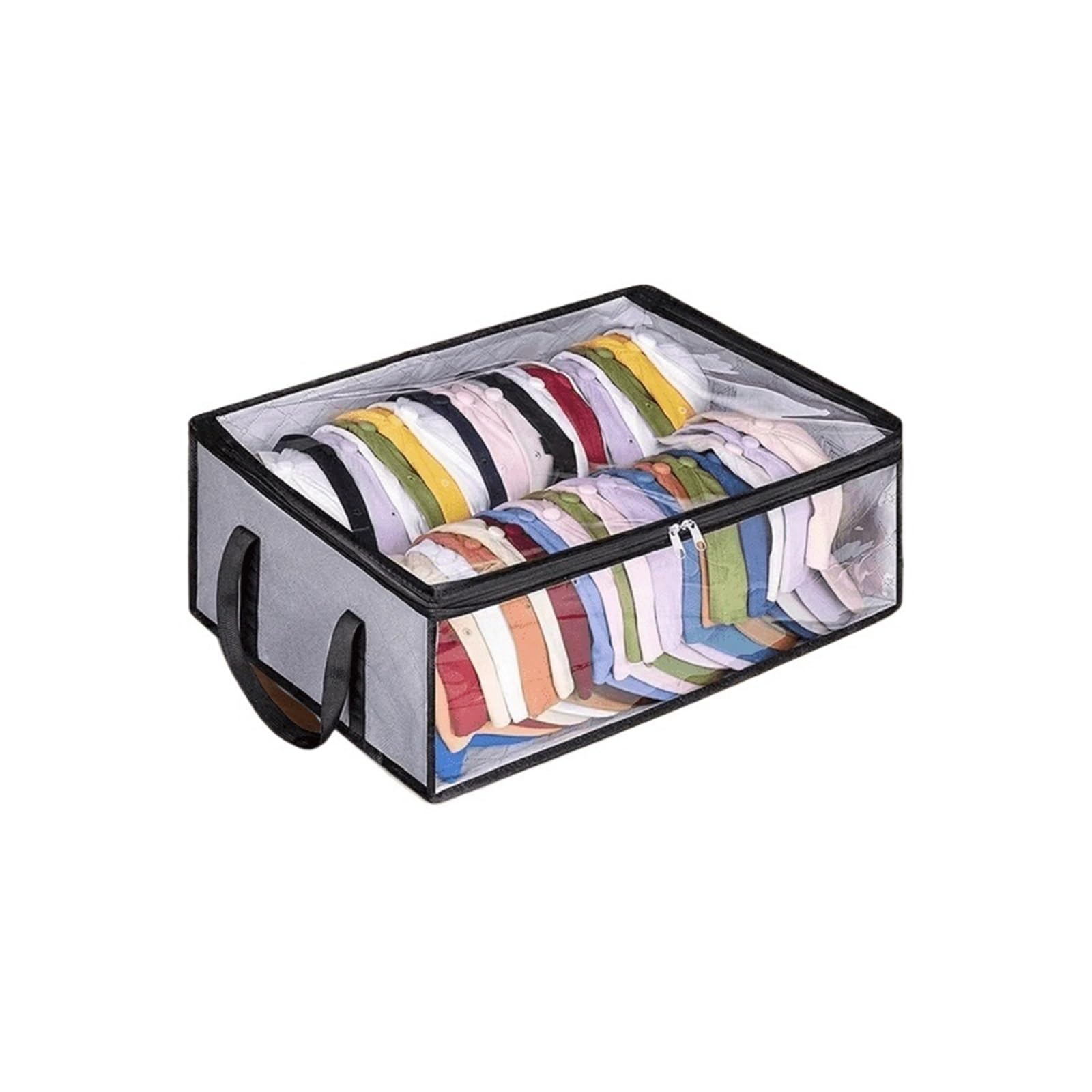 Caja apilable for Guardar Gorras de Gran Capacidad, Plegable y de Tela no Tejida con Ventana Transparente. para Dormitorio, Mudanza(Square Gray)