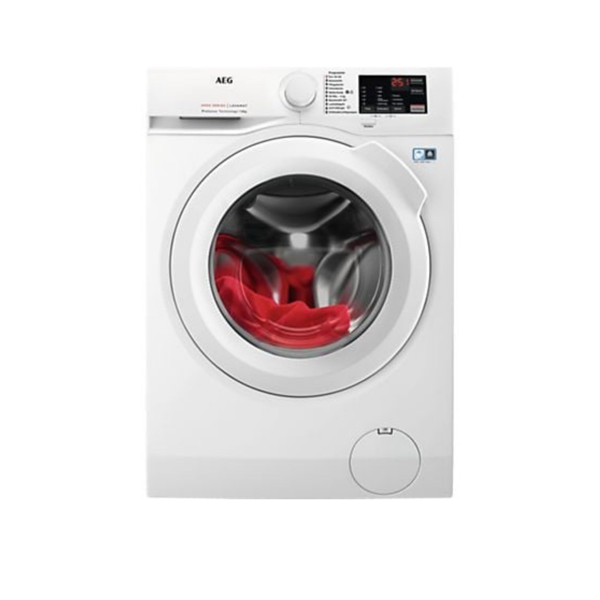 AEG L6FBF51488 8 kg Frontlader Waschmaschine, 60 cm breit, 1400U/Min, Aqua-Stop, Mengenautomatik, Nachlegefunktion, Kindersicherung, Unterschiebbar, weiß