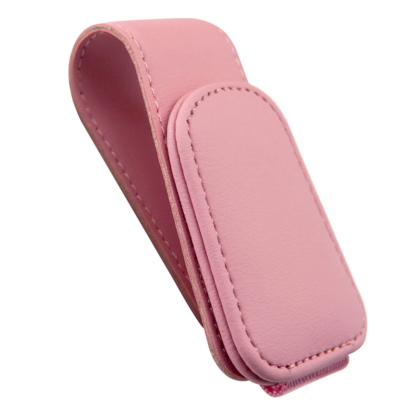 Yuchew Sunglass Holder for Car Visor Magnetic Leather Sunglasses Visor Clip, Glasses Eyeglass Hanger Ticket Card Clip, Car Interior Visor Accessories (Pink)