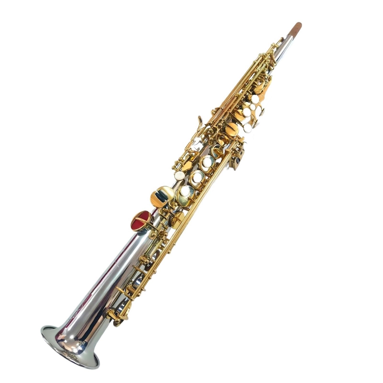Sassofono Saxophone In Si Bemolle In Rame Bianco Con Chiavi E Accessori Placcati In Oro Argentato Sassofono