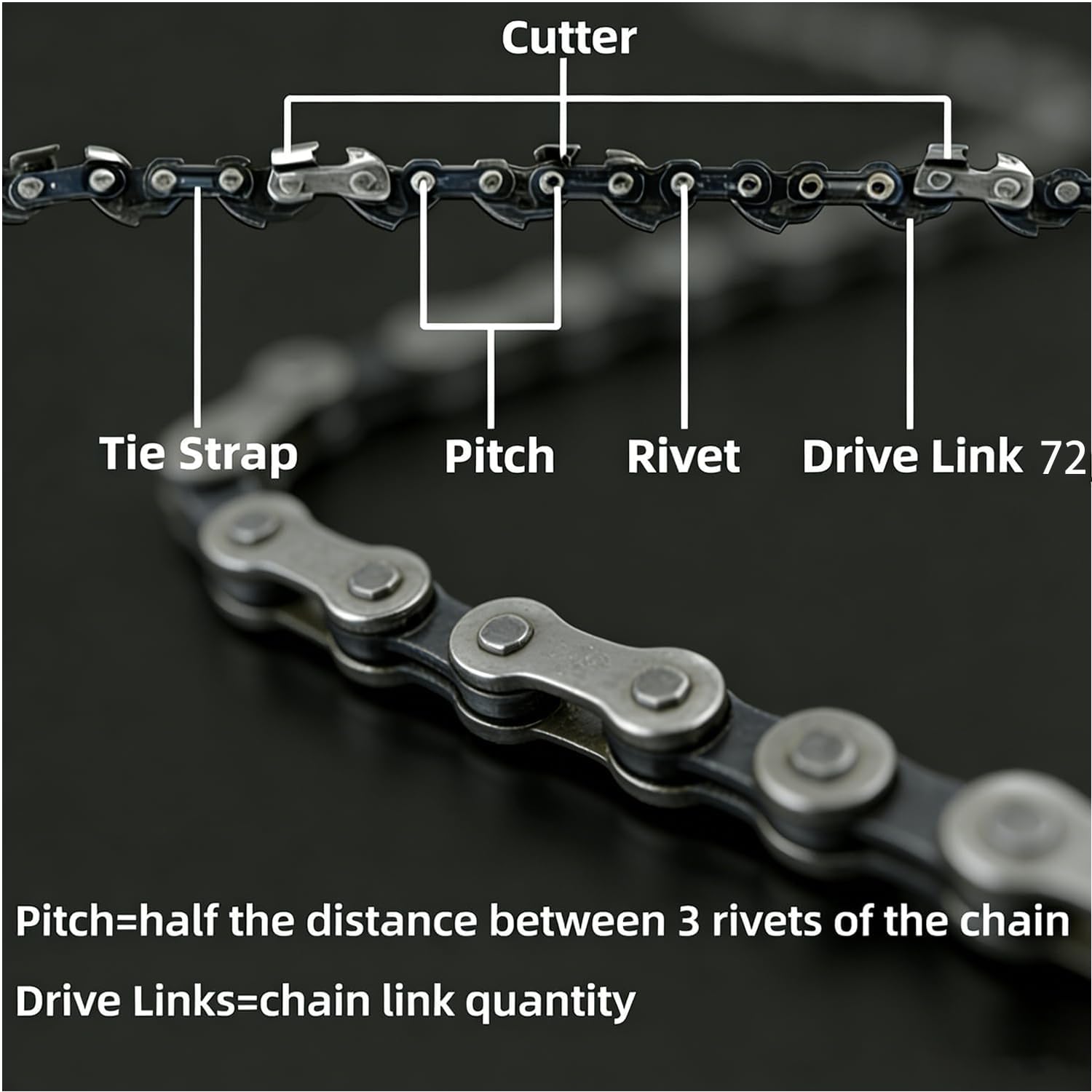 Paquete de 5 cadenas de motosierra de 18 pulgadas, paso de 0.050 pulgadas, calibre 72 eslabones de transmisión para Husqvarna 440 435 445 450 545, 345, 350, 51, Poulan 4620, ECHO CS-400-591094872, 20