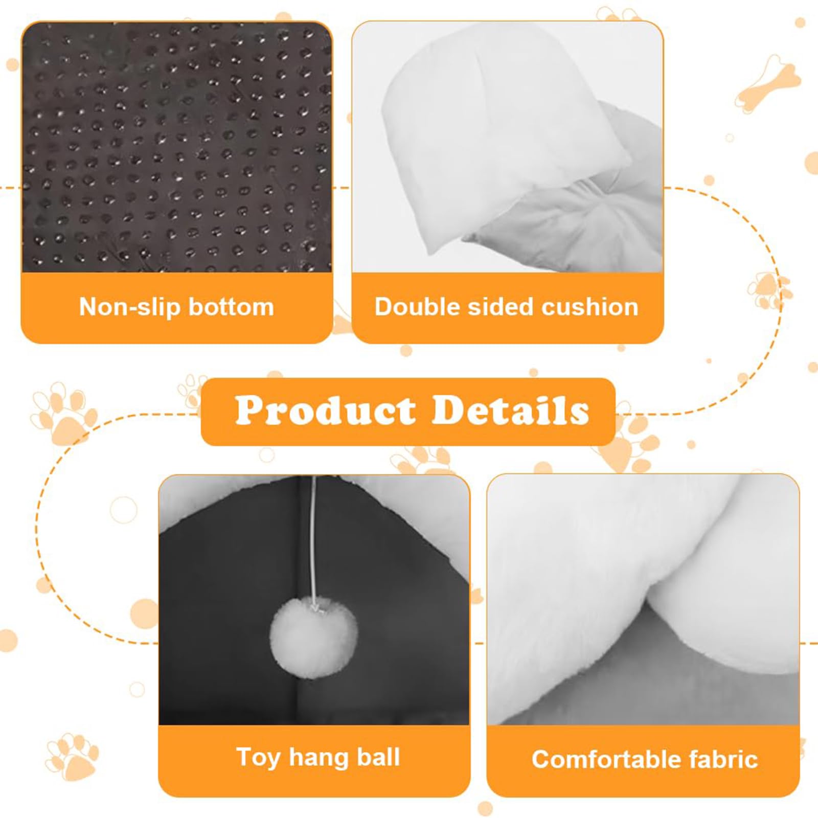 Lits pour chat pour l'intérieur, grotte en forme de chat avec jouet suspendu, maison lavable pour petits animaux de compagnie, canapé apaisant super doux, fournitures chaudes et douces pour