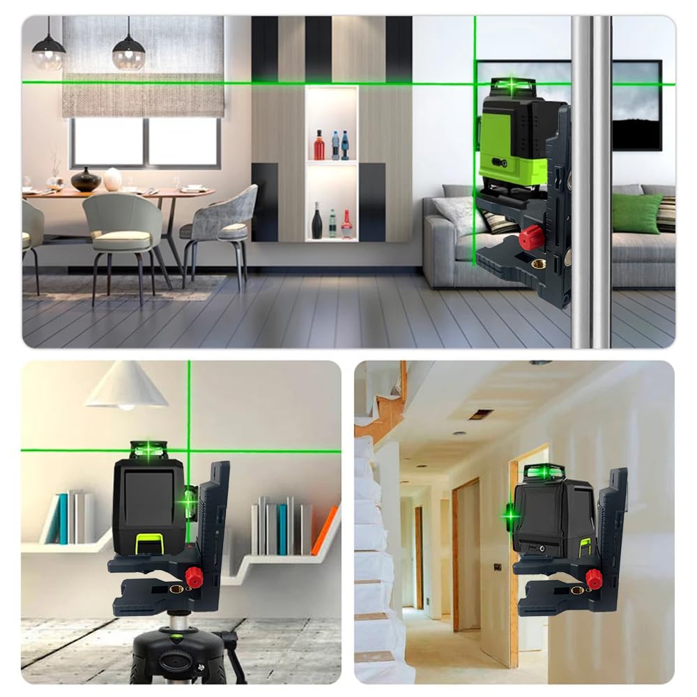 DJ800 Staffa di regolazione fine per livelli laser a linee e punti, filettatura maschio 1/4"-20 Base girevole magnetica a forma di L con supporti filettati femmina da 1/4"-20 e 5/8"-11 sul fondo per
