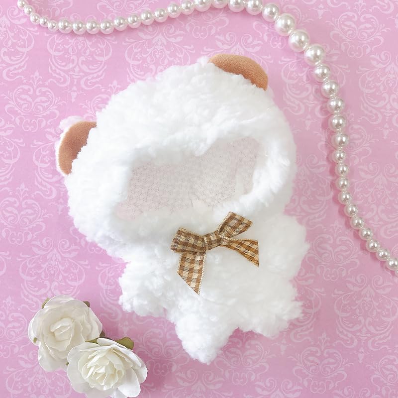持てるよ くまさん.10〜12cm/ツイード ピンク❤︎おすわりぬい服 着ぐるみ 10cm ぬい服 かわいい モコモコ ゆるかわ 着ぐるみ ぬいぐるみ用 服