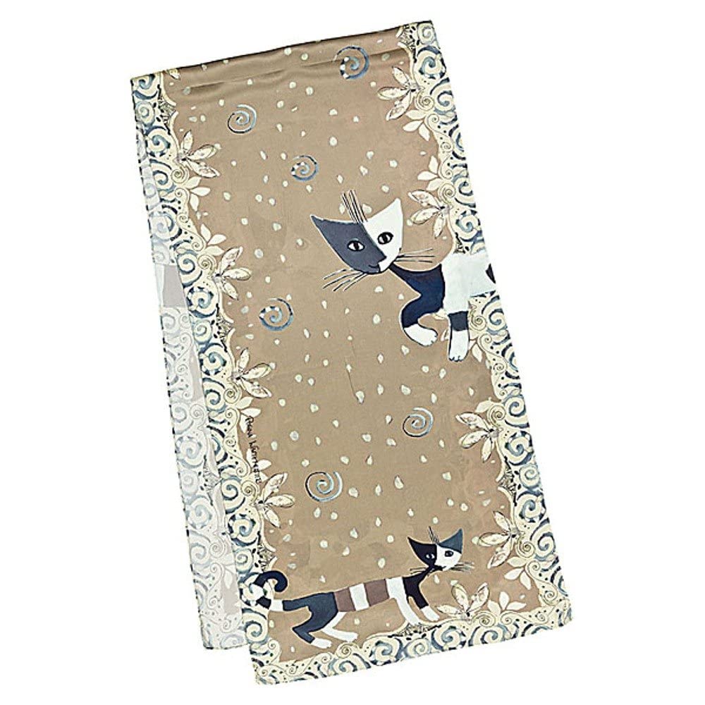 VON LILIENFELD® Foulard Soie Rosina Wachtmeister : Brunello Femme Écharpe Art Chat Cache-Nez