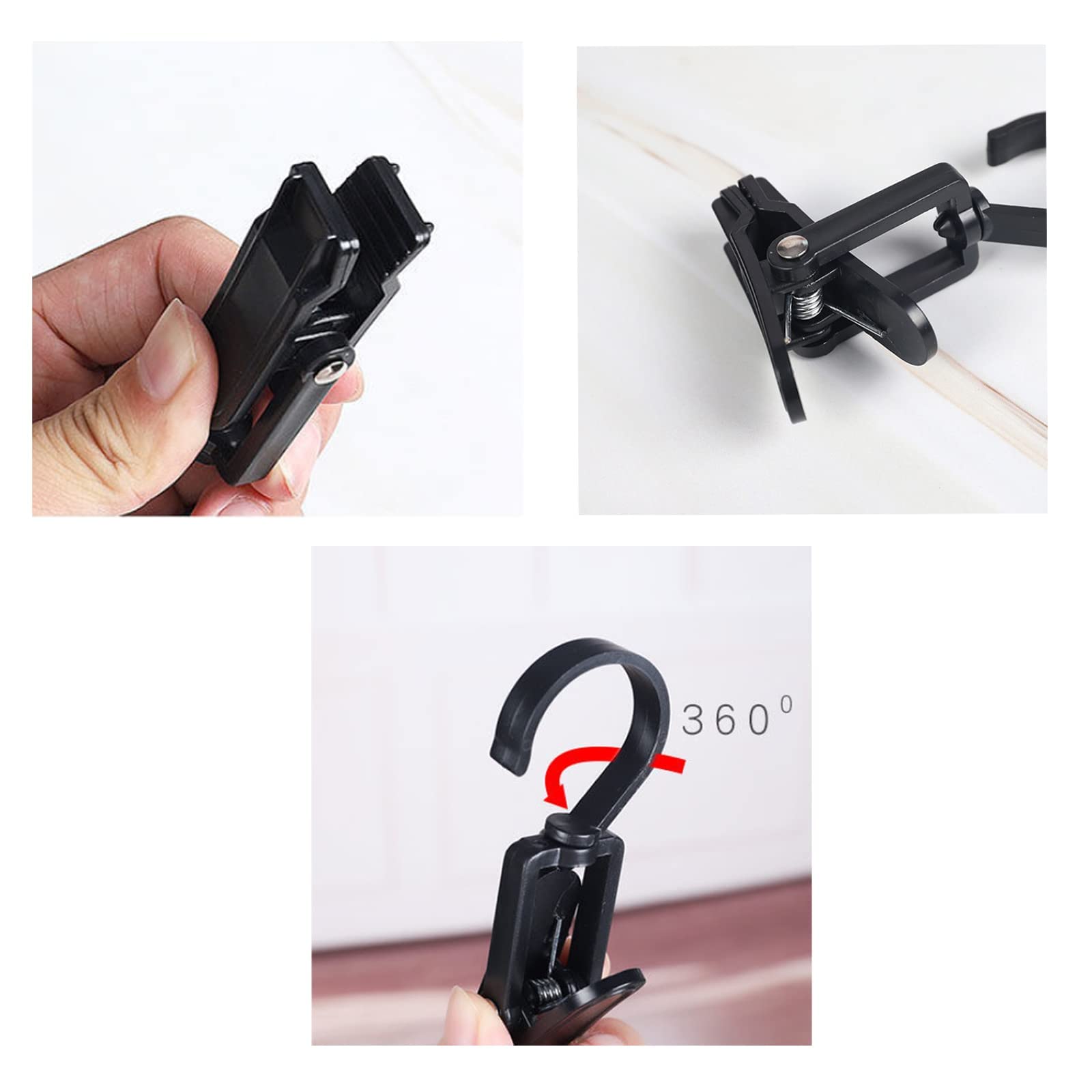 Frcctre 60 Pack Laundry Hooks Clip, 4.3" Plastic Swivel Hanging Clothes Pins with 360 Degree Curtain Clips - Image 4