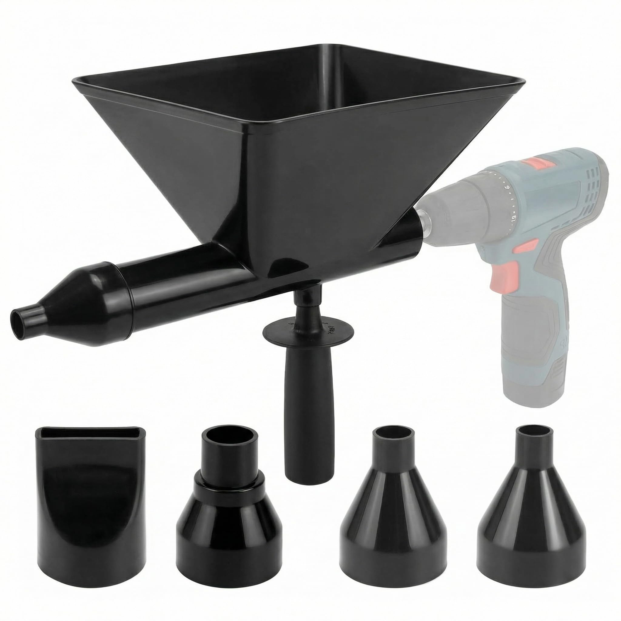 QWORK® Electric Mortar Grout Gun, Plastic Cement Caulking Gun with 5 Nozzles