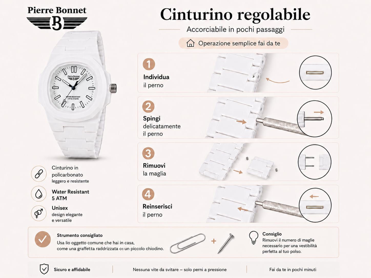 Pierre Bonnet Orologio 9276 Unisex in Policarbonato – Stile Moderno Design Iconico, Movimento al Quarzo, Deployante, Resistente all’Acqua Colorato Casual Sportivo
