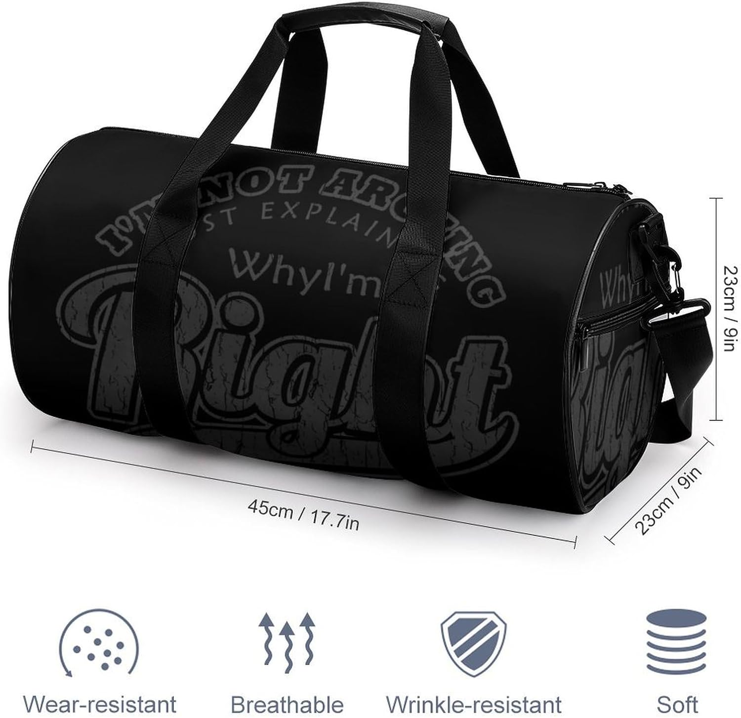 Just Explaining I'm Right Gym Sport Bag Travel Duffle Backpack Weekender Overnight with Shoes Compartment for Women Men