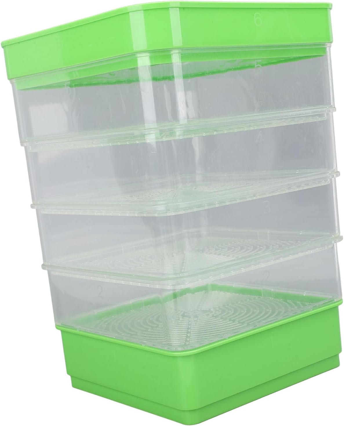 Zunate 4 Tier Stackable Sprouter Kit with Sunshade, Square Plastic Growing Tray for Bean Sprouts, Space Saving Multipurpose Home Gardening System (Without Sunshade)