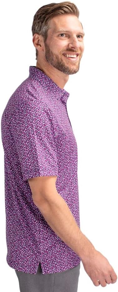 Cutter & Buck Mens Pike Magnolia Print Stretch Men's Polo - Image 5