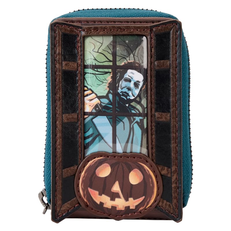 Loungefly Halloween Michael Myers Pumpkin Glow Accordion Zip Around Wallet