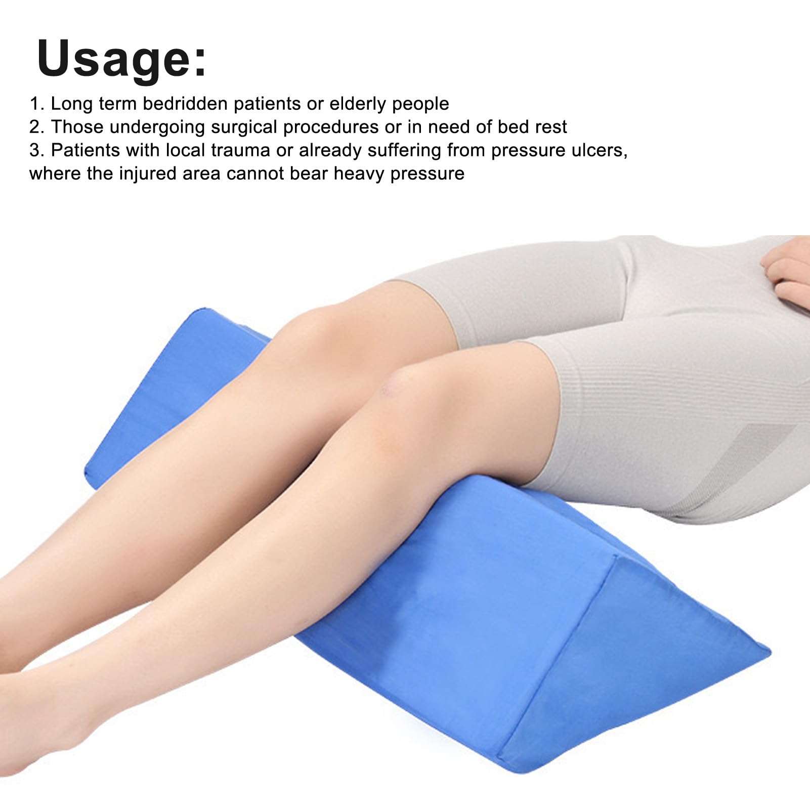 Sorandy Poduszka Klinowa w Kształcie Litery R, ​​ergonomiczna, Antypoślizgowa, Podwyższona Podpórka dla Osób śpiących na Boku, 60 X 25 X 20 Cm Niebieska, Idealna dla Obłożnie Chorych Pacjentów