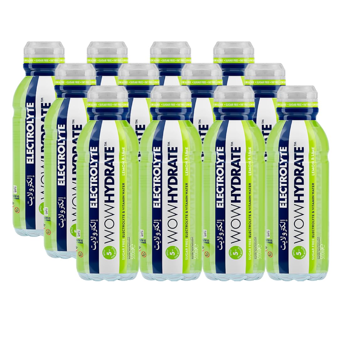Electrolyte Drink - Essential Vitamins, Sugar-Free, Low-Calorie, Max Hydration - 12 x 500ml (12 x 500ml, Lemon & Lime)