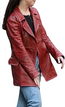 Women's Dakota Genuine Leather Jacket - Red Double Breasted