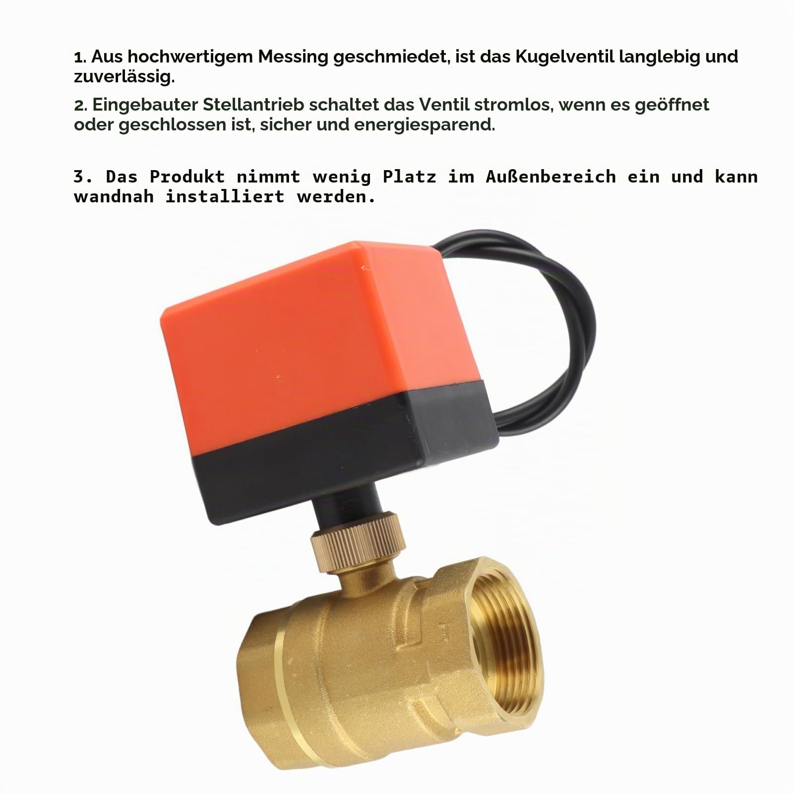 Motorisiertes Kugelventil,DN32 G1-1/4 Zoll DC 12 V 2 Way 3 Draht Messing Motorisierte Kugelhahn Elektrisches Ventil DN32 G1-1/4" Kugelhahn 1,6 MPa Motorized Ball Valve 2~95 ℃