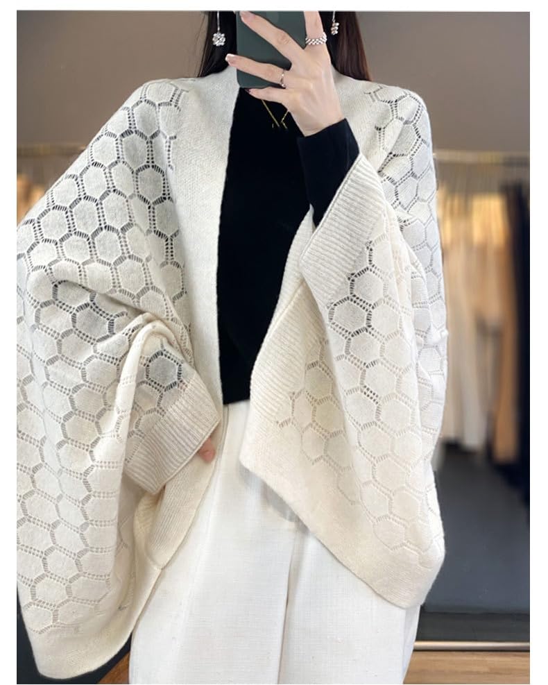 Scialle Donna Elegante,Poncho Di Lana Da Donna Scialli Oversize Cardigan Aperti Sul Davanti Maglione Elegante Scialle All'Uncinetto Cavo Mantello Morbido E Caldo Sciarpa In Cashmere Con M