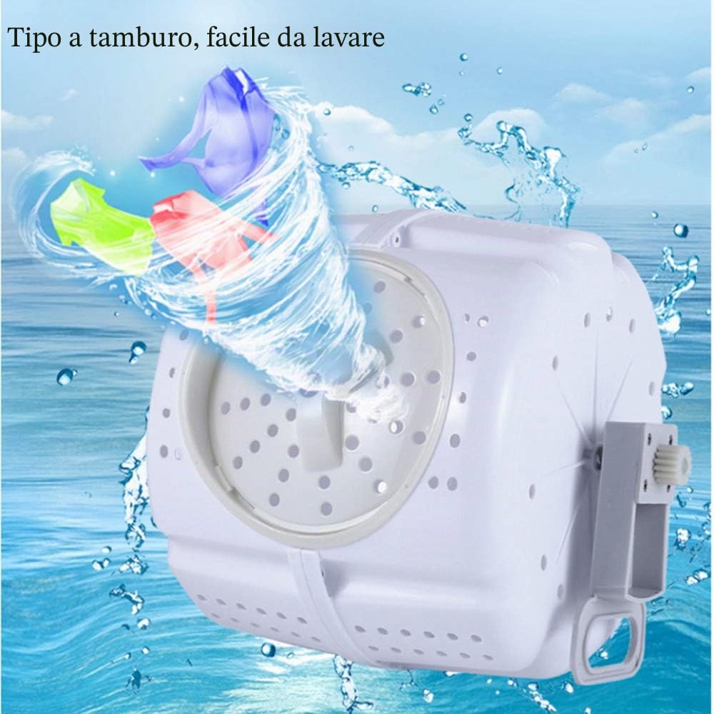Mini Lavatrice Portatile A Mano,Lavatrice Manuale Non Elettrica con Asciugatrice,Piccola Lavatrice Ecologica,con Scarico Automatico,per Dormitorio/Campeggio