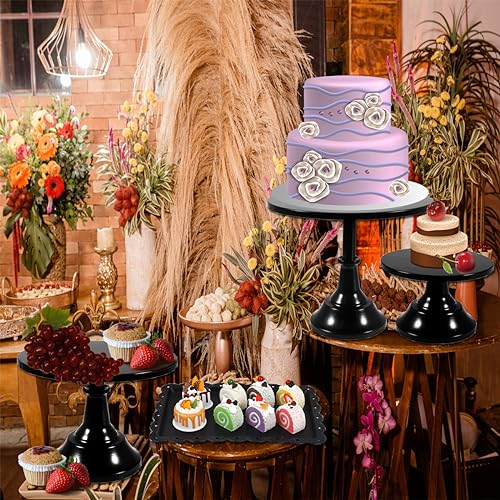 Cake Stand,7Pcs Round Metal Cake Display Stand 8/10/12Inch Dessert Table Decorations Set Cupcake Holder Party Serving Plate for Baby Shower ,Wedding ,Birthday Party ,Anniversary (Black) - Image 8
