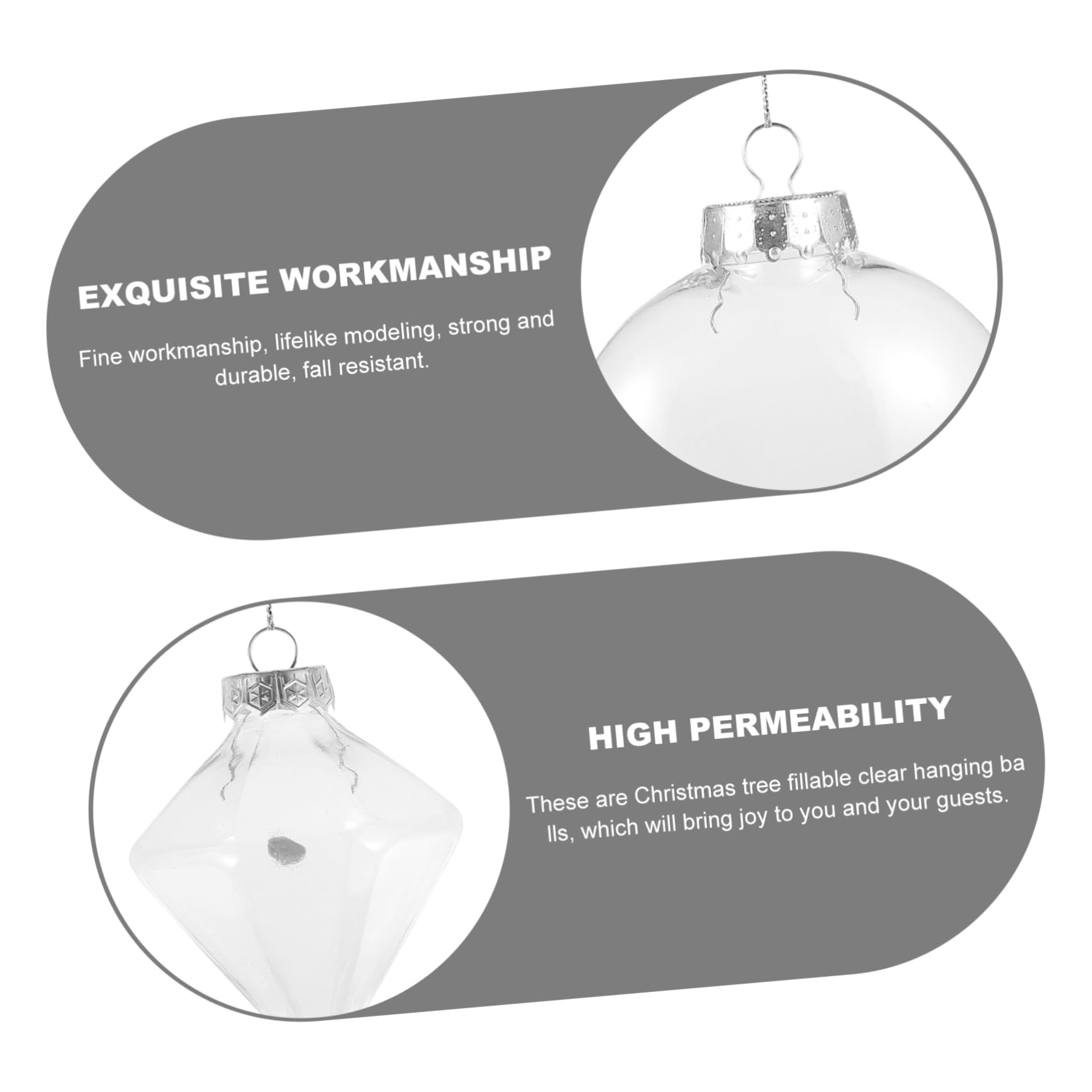 Cabilock 16 Piezas Bolas Transparentes para Colgar Adorno de Bola Rellenable Accesorios para Manualidades Navideñas Colgantes para Árbol de Navidad de Navidad para Pared y Manualidades