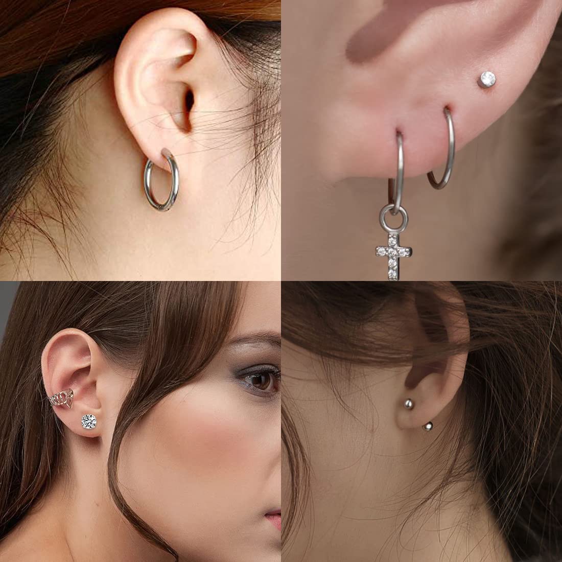 CASSIECA 12 Paia Di Orecchini A Clip Con Zirconi Per Donna Set Di - Foto 5