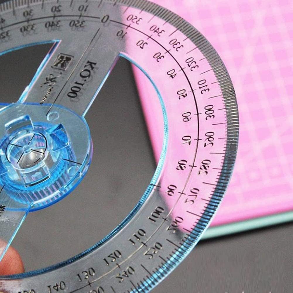 360 Degree Protractor, Clear Reusable Plastic Student Math Protractor Measuring Tool with Swing arm Durable Processed : Office Products