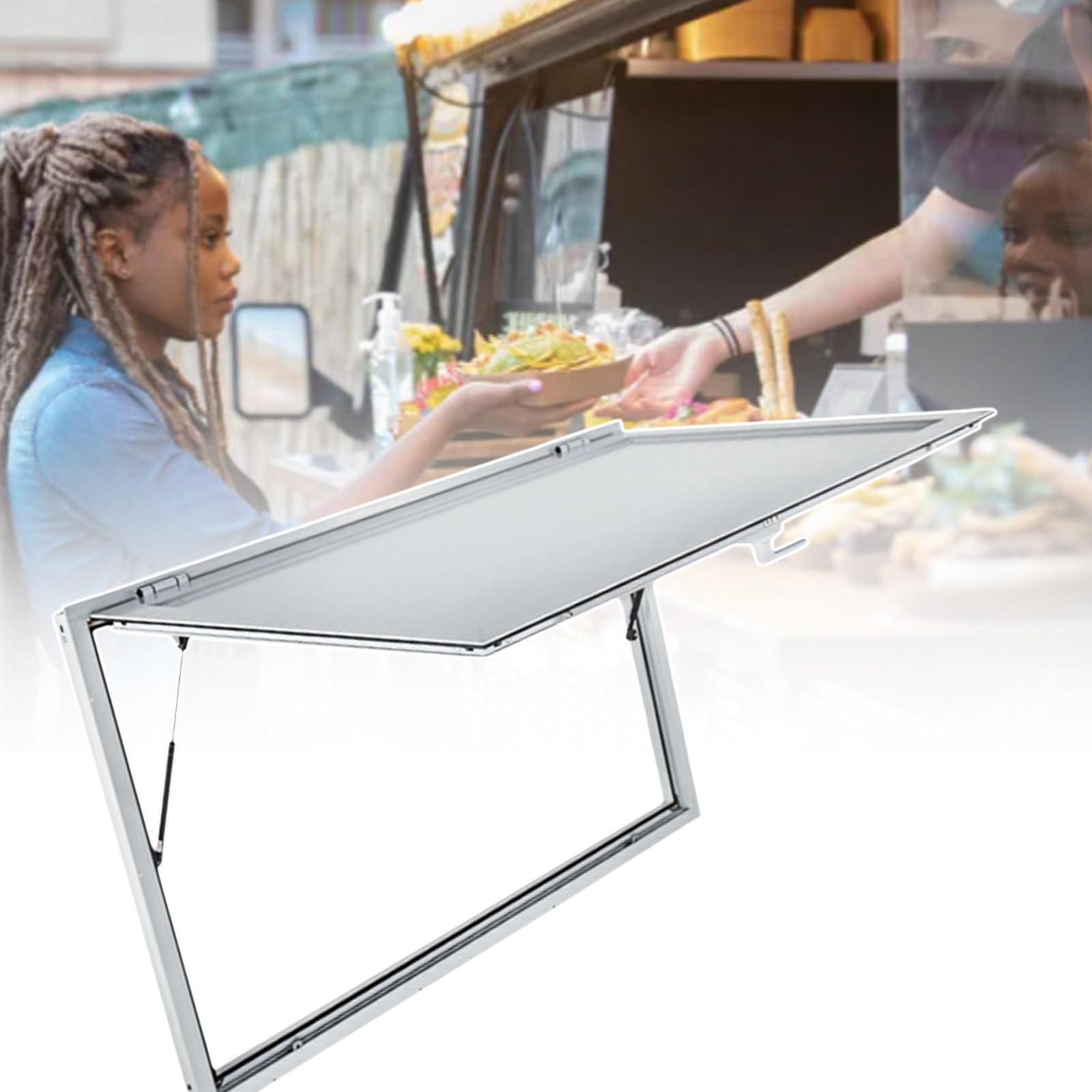 Unità Di Ristorazione Mobile 36" X24 "/36" X36 ", Forniture E Attrezzature Per Food Truck, Porta Parasole A Doppia Asta Idraulica Con Un Massimo Di 85 Gradi,36"24"