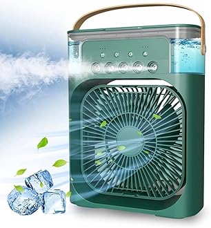 Portable Air Conditioners,700ml Mini Evaporative Cooler,USB Personal Conditioner with 7 LED Light，AC Cooling Fan for car Home Office Room (Green)