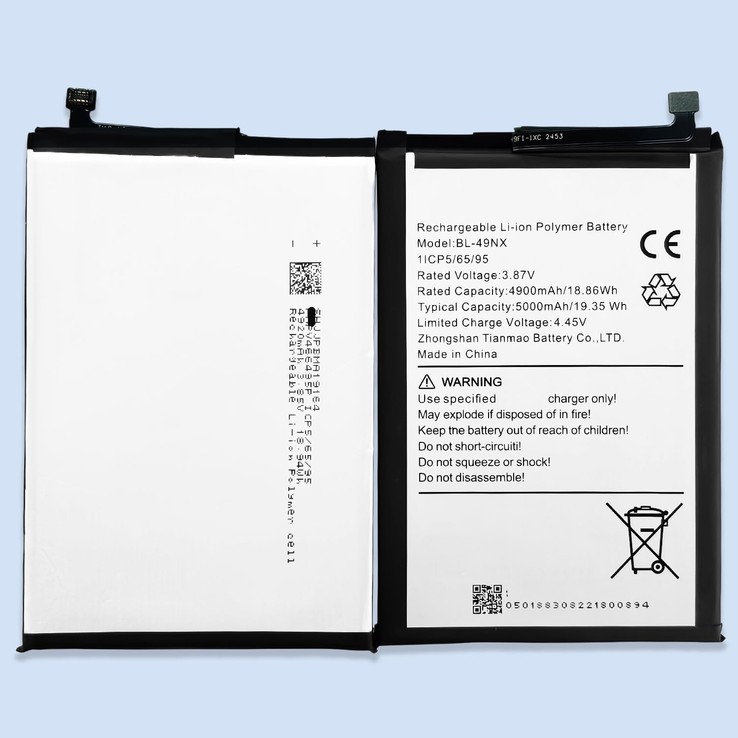 BL-49NX Replacement Battery Compatible with Infinix Hot 30i Smart7 Smart8 5000mAh 3.87V Rechargeable Li-ion Battery
