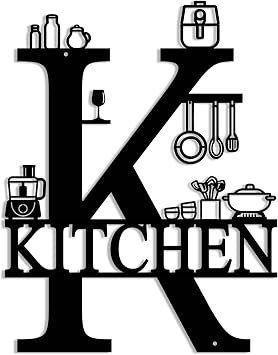 AHYS Kitchen Wall Decor Rustic Metal Kitchen Sign Wall Art for Farmhouse Home Dining Room Decorations - Black