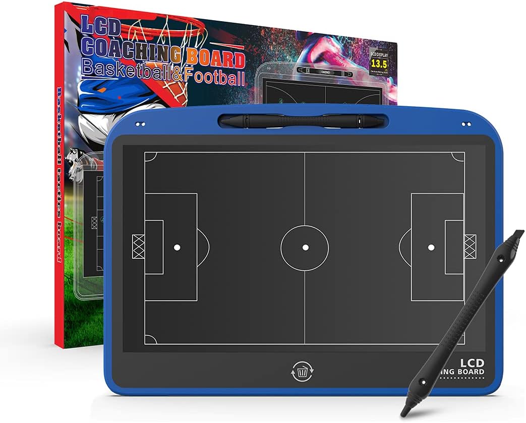 VNVDFLM 13.5'' Electronic Football Tactical Board, Basketball Coaching LCD Soccer Strategy Board With Stylus Pen, Marker Training Writing Tablet Coach Gifts