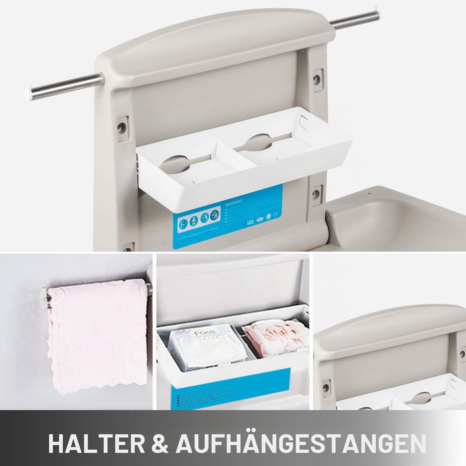 VEVOR Wickeltisch klappbar 85 x 57 x 47 cm HDPE Wickelstation