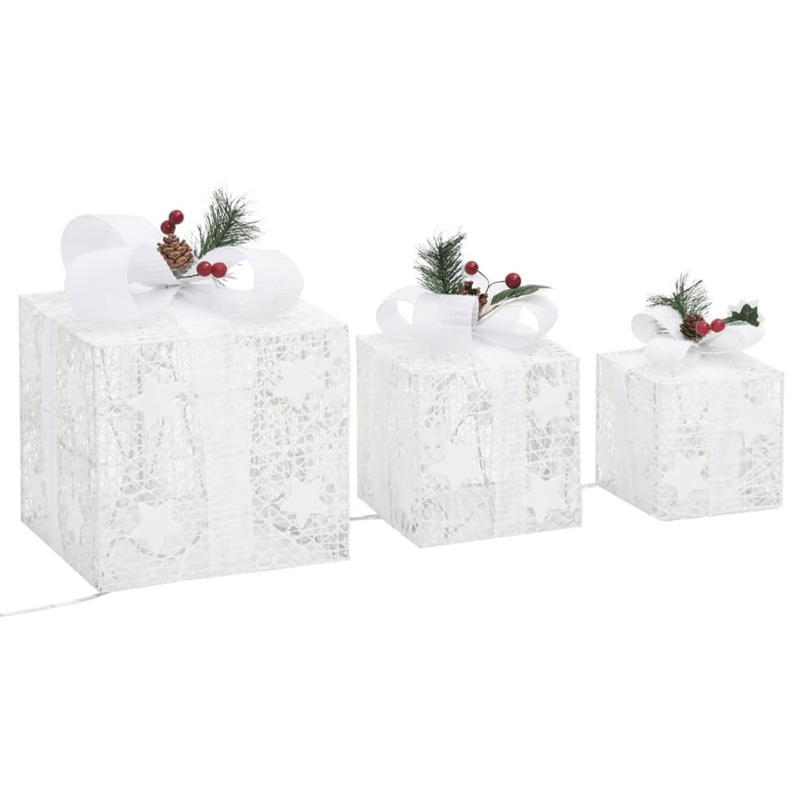 Cajas Decorativas 3 Piezas, Figuras De Navidad Exterior, Decoración Exterior Navidad, Adornos Navideños, Figura Luz Navidad, Plateado