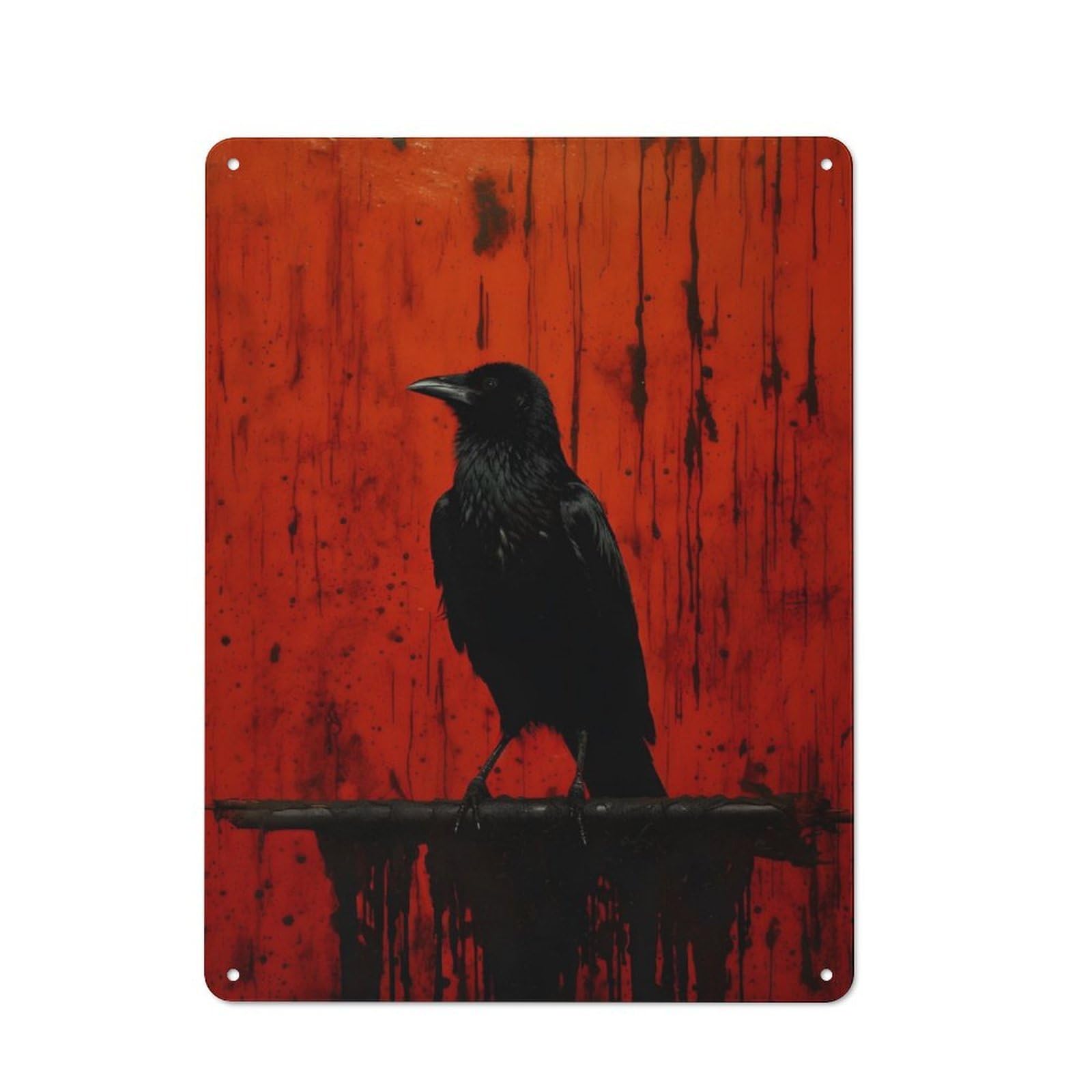 Junmoney Abstract Raven For Lounge Or Reading Corner, Rustic Tin Sign 40X30cm, For An Autumn Update To Lounge And Reading Corner