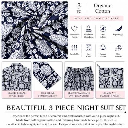 Image of Huar Cotton Pajamas Set for Women - Luxurious Cotton Womens Pajama Sets - Comfortable Christmas PJ Set, Breathable & Light Pj