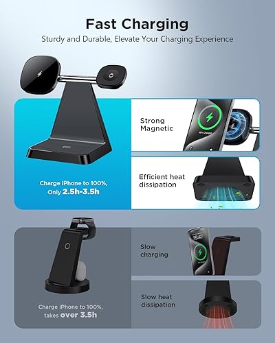 Miniatura 5 de Estación de carga para múltiples dispositivos Apple Woruda 3 en 1 Soporte de cargador inalámbrico magnético para iPhone Mag Safe - Base de carga de