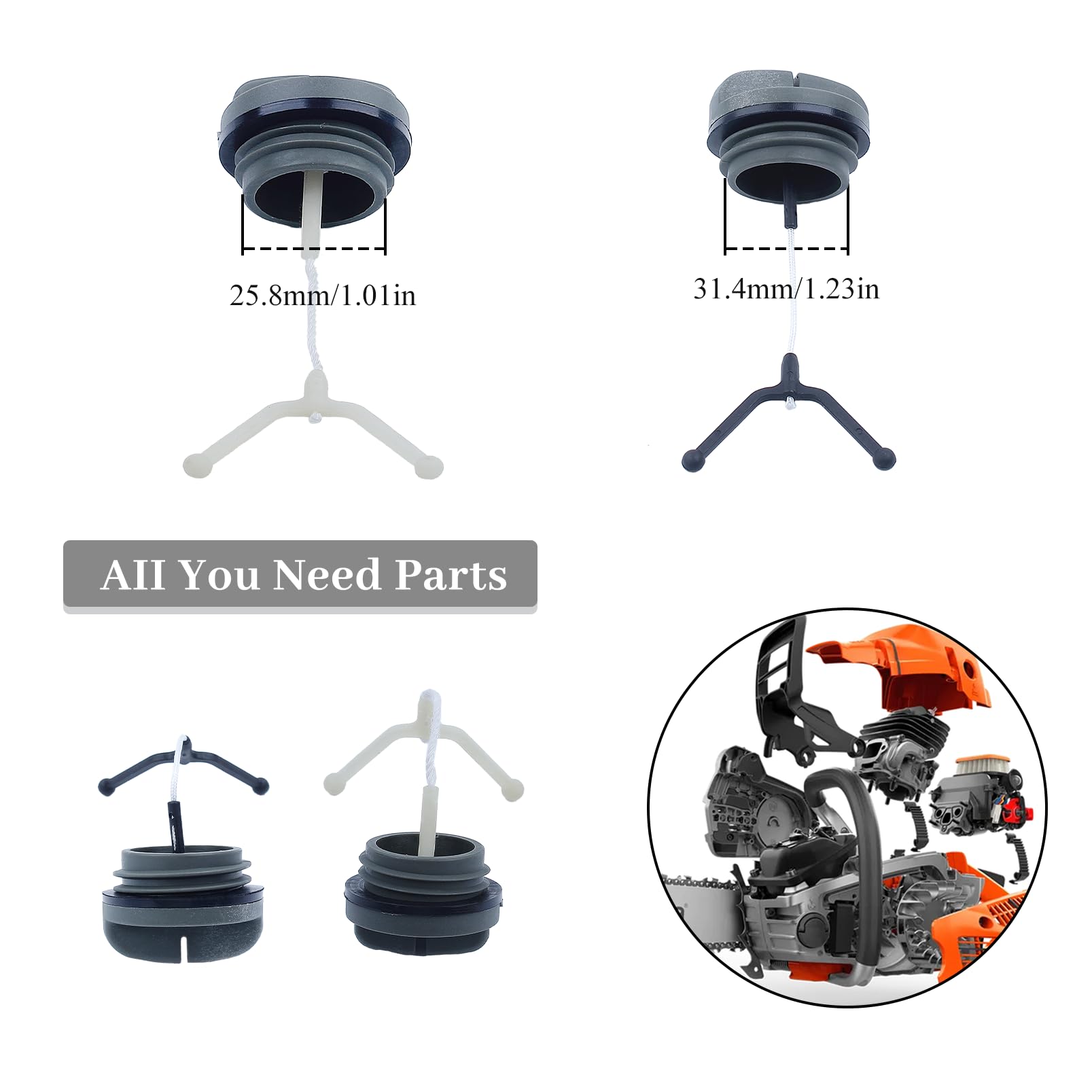 Tankdeckel-Set Für Husqvarna & Jonsered Kettensägen – Passt Auf 61, 66, 272, 268, 42, 266 Modelle Ab 1985