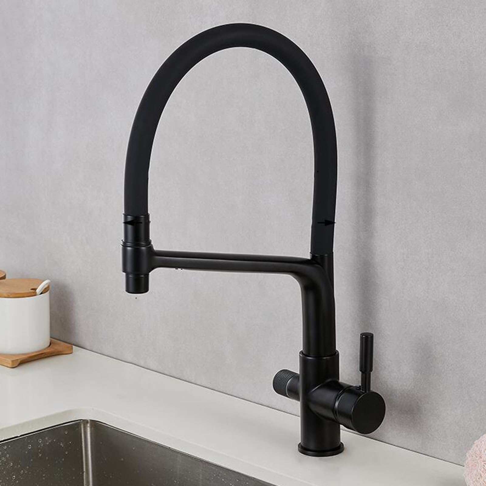 ZQFHSX Flexible Brass 3 Way Kitchen Tap - Rotating Mixer Faucet for Versatile Water Outlet, Brushed Finish