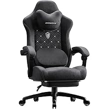 Dowinx Gaming Chair with Heated Massage Lumbar Support,Big and Tall Fabric Gaming Chairs for Adults with Footrest, Ergonomic Computer Game Chair with Poket Spring Cushions, 350lbs, Black