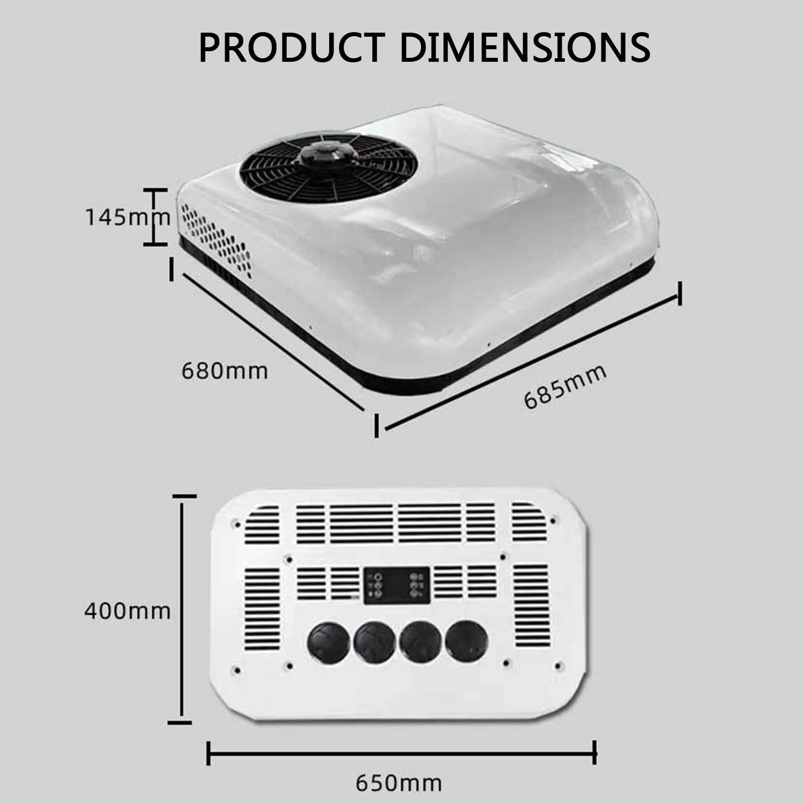 Condizionatore d'Aria CC 12v/24v, Condizionatore d'Aria per Camper 12v, unità CC sul Tetto, per Camion, Camper, Barca, Camper, Rimorchio da Viaggio, Bianco(Size:24V)