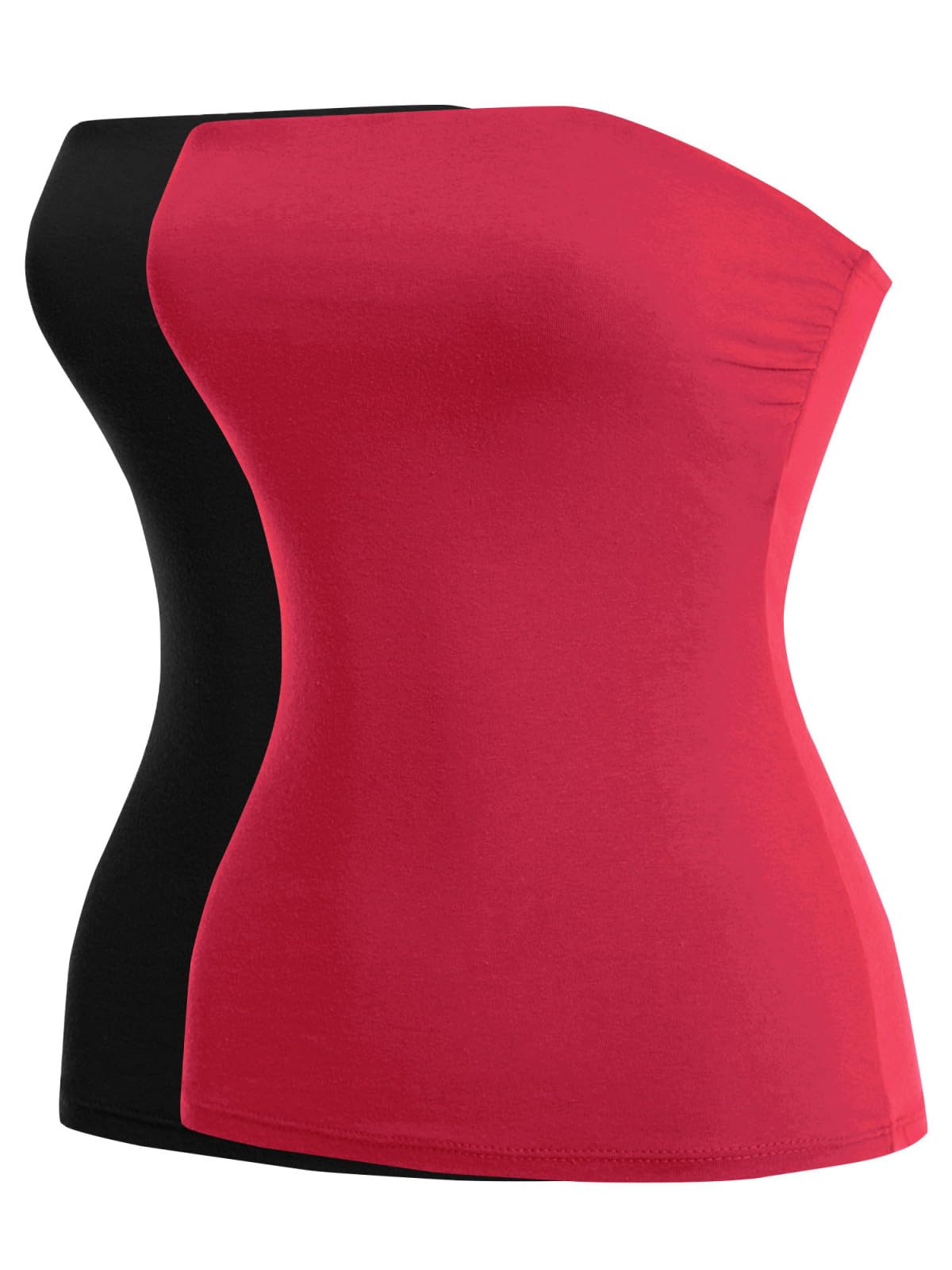 MixMatchy Camiseta interior elástica para mujer, estilo casual, básica, sin tirantes, 2 unidades, Paquete de 2 - Negro/Rojo, Large