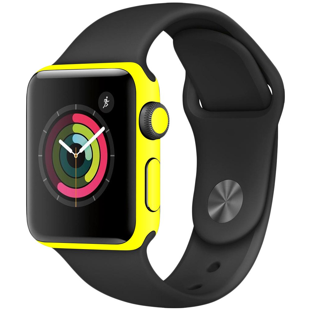 MightySkins Skin Compatible with Apple Watch Series 2 38mm - Solid Yellow | Protective, Durable, and Unique Vinyl Decal wrap Cover | Easy to Apply, Remove, and Change Styles | Made in The USA