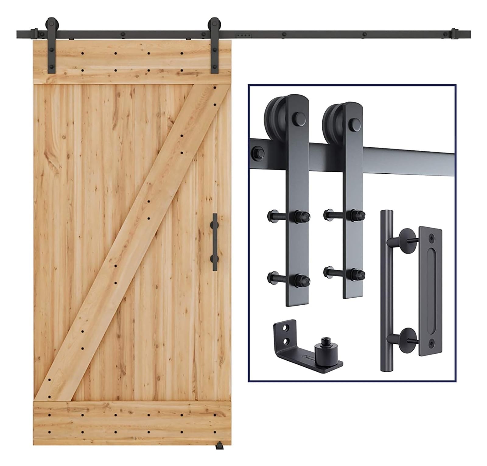 Heavy Duty Sturdy Sliding Barn Door Hardware Kit, Double Rail,Wood System,Hanging Accessories,Smooth Gliding