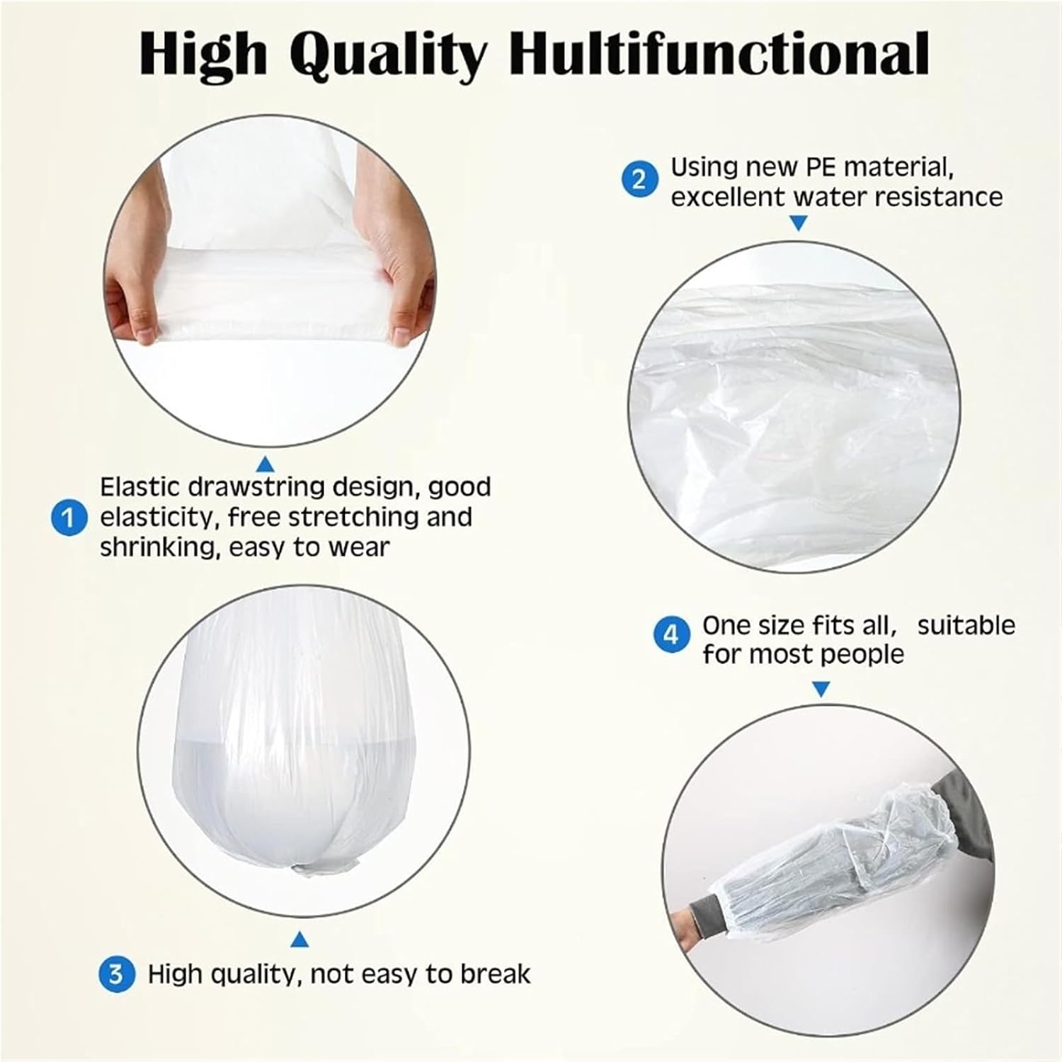 Plastic Disposable Sleeves Arm 200-600Pcs Plastic Disposable Sleeves Arm Protectors Bulk with Elastic on Cuff