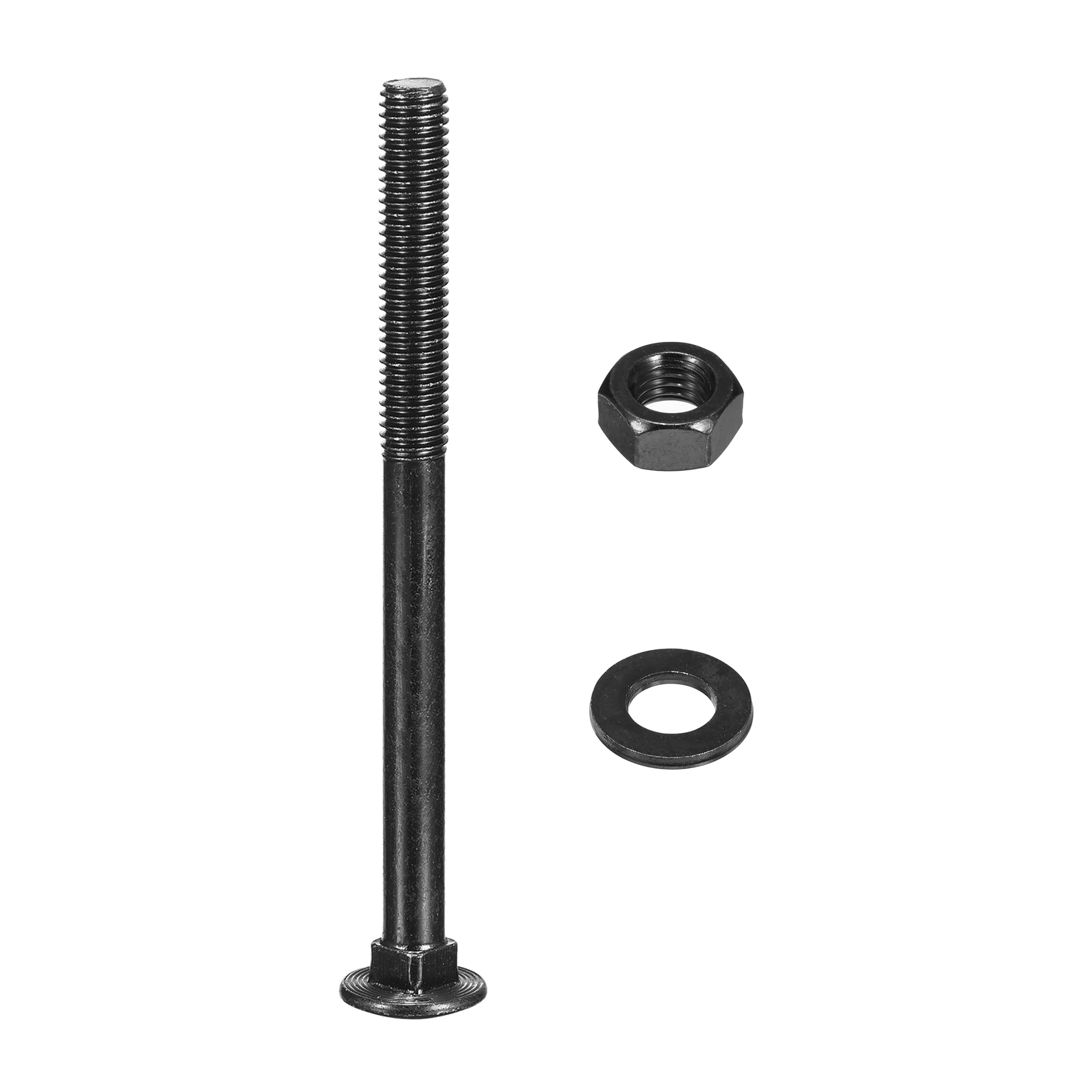 sourcing map Bulloni a testa quadrata M10 x 130 mm con dadi e rondelle, 25 set di viti a testa tonda in acciaio inossidabile 304, nero