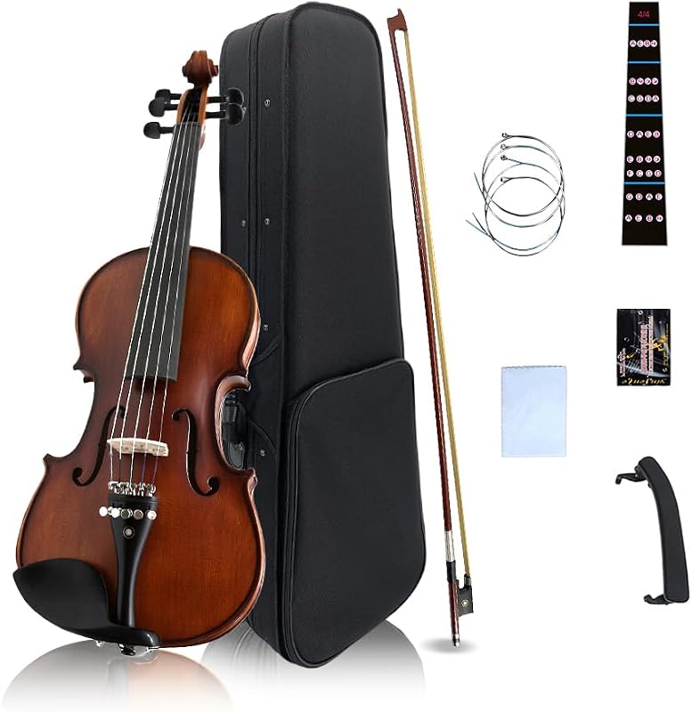 Vetimobato 5-String Acoustic Violin 4/4 Full Size CGDAE Tuning Handmade Maple Back Spruce Top with Ebony Fittings Hard Case Bow Professional Violin Set for Adult Students