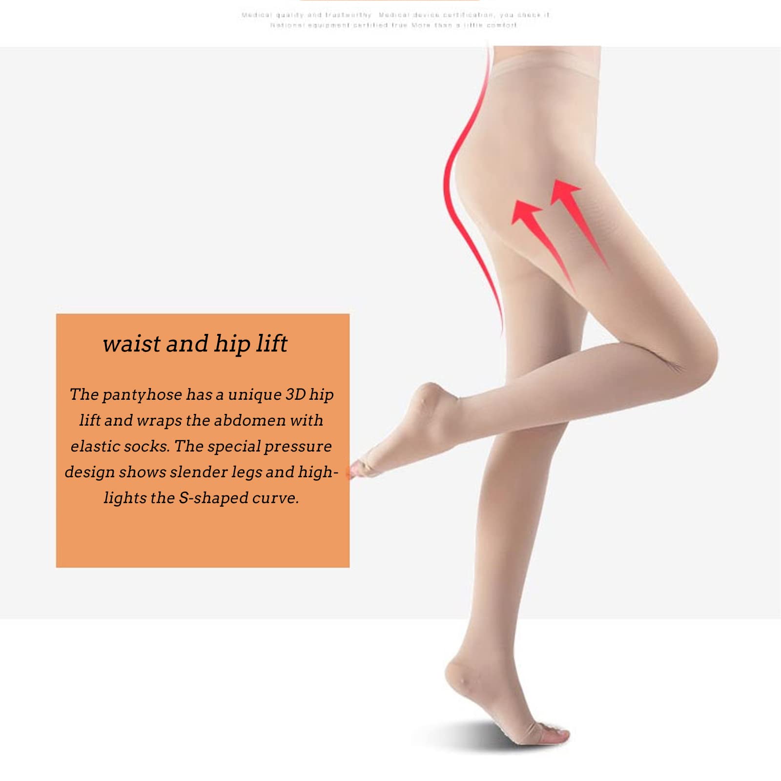 15-20 Calcetines de compresión Soporte de Punta Cerrada Calcetería médica graduada para Venas varicosas Atletismo Correr Vuelo Soporte de Viaje Edema Embarazo,Flesh,L (Black S)