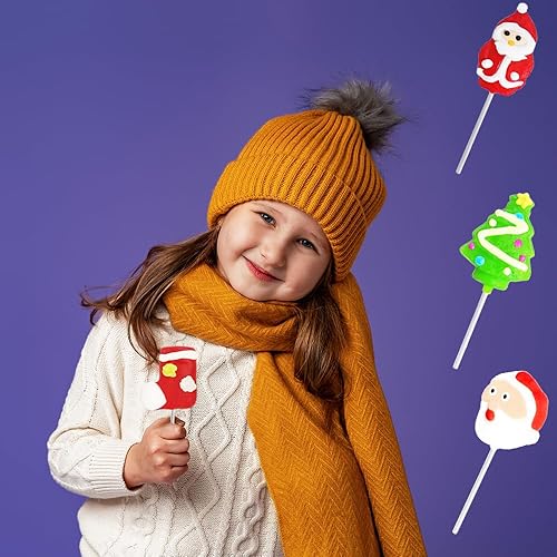 Miniatura 8 de Fruidles Paleta de Navidad, Papá Noel, árbol de Navidad, paletas de bastones de caramelo, envueltas individualmente (paquete de 24)