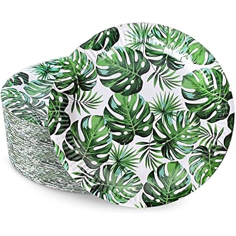 Whaline 40Pcs Tropical Paper Plates Cover