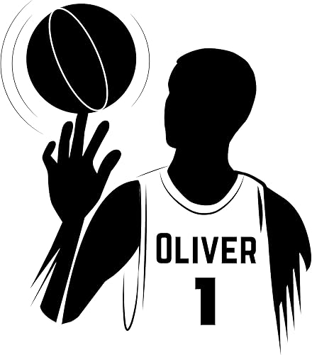 Miniatura 2 de Calcomanías de pared personalizadas con nombre de baloncesto  Jugador con calcomanía de pelota  Decoración de habitación de niños y hombres